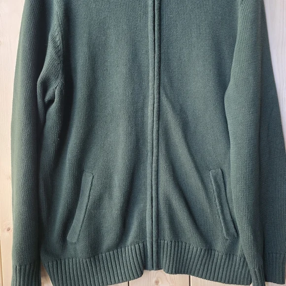 L.L Bean Full Zip Mock Neck Heavy Knit Cotton Sweater Mens Large Regular - Picture 3 of 9